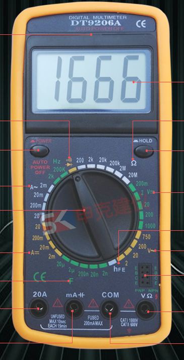 digital multimeter  dT-9206A คุ้มมากมี3ตัวสุดท้าย